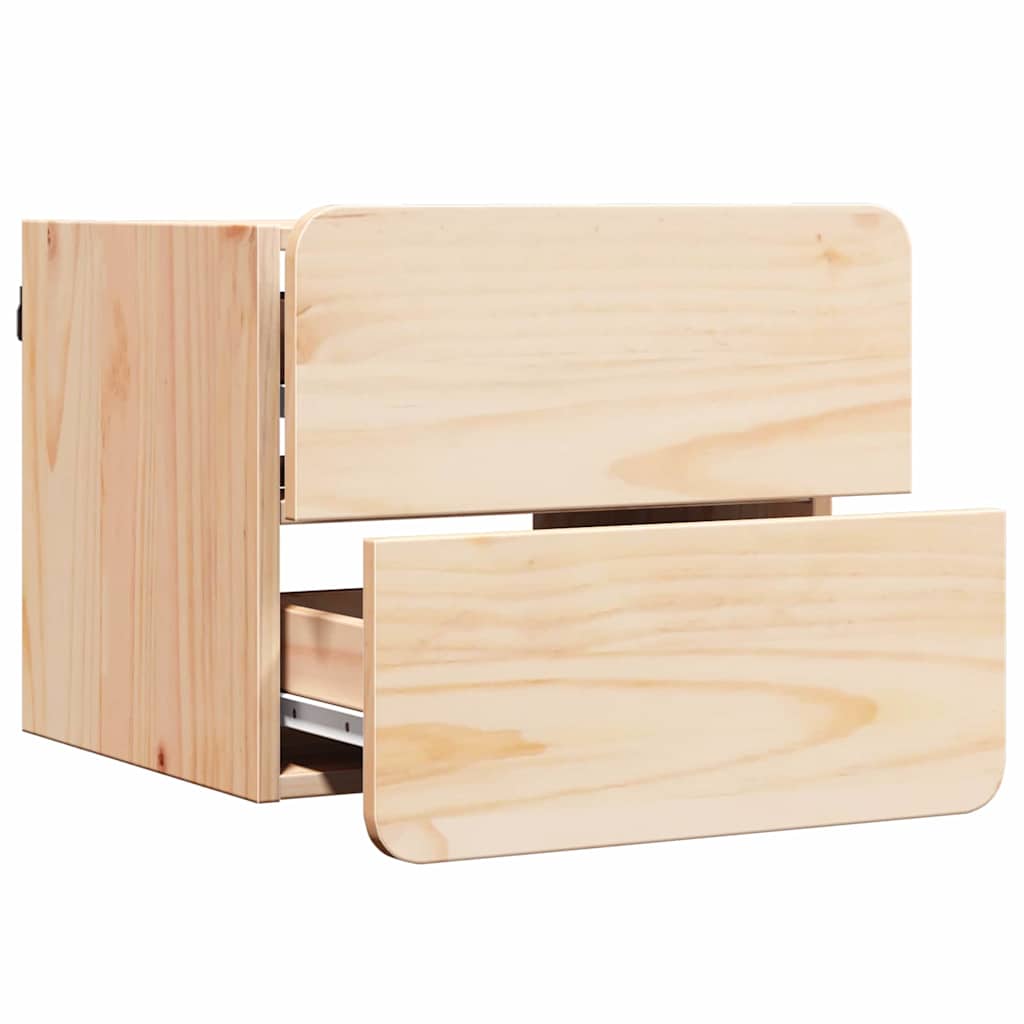 vidaXL Nachttisch 2 pcs Natur 39 x 34 x 33 cm Massivholz Kiefer
