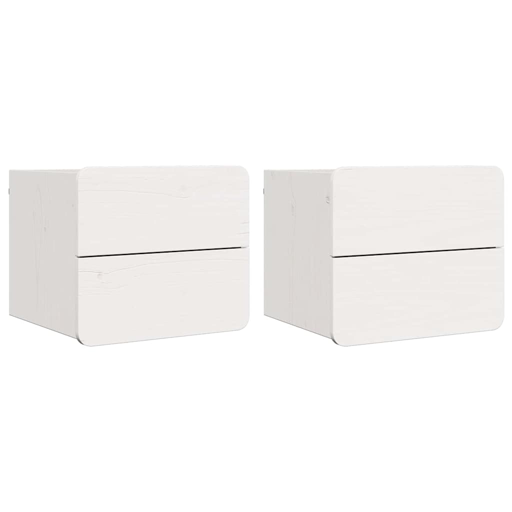 Nachttisch 2 pcs Weiß 39 x 34 x 33 cm Massivholz Kiefer