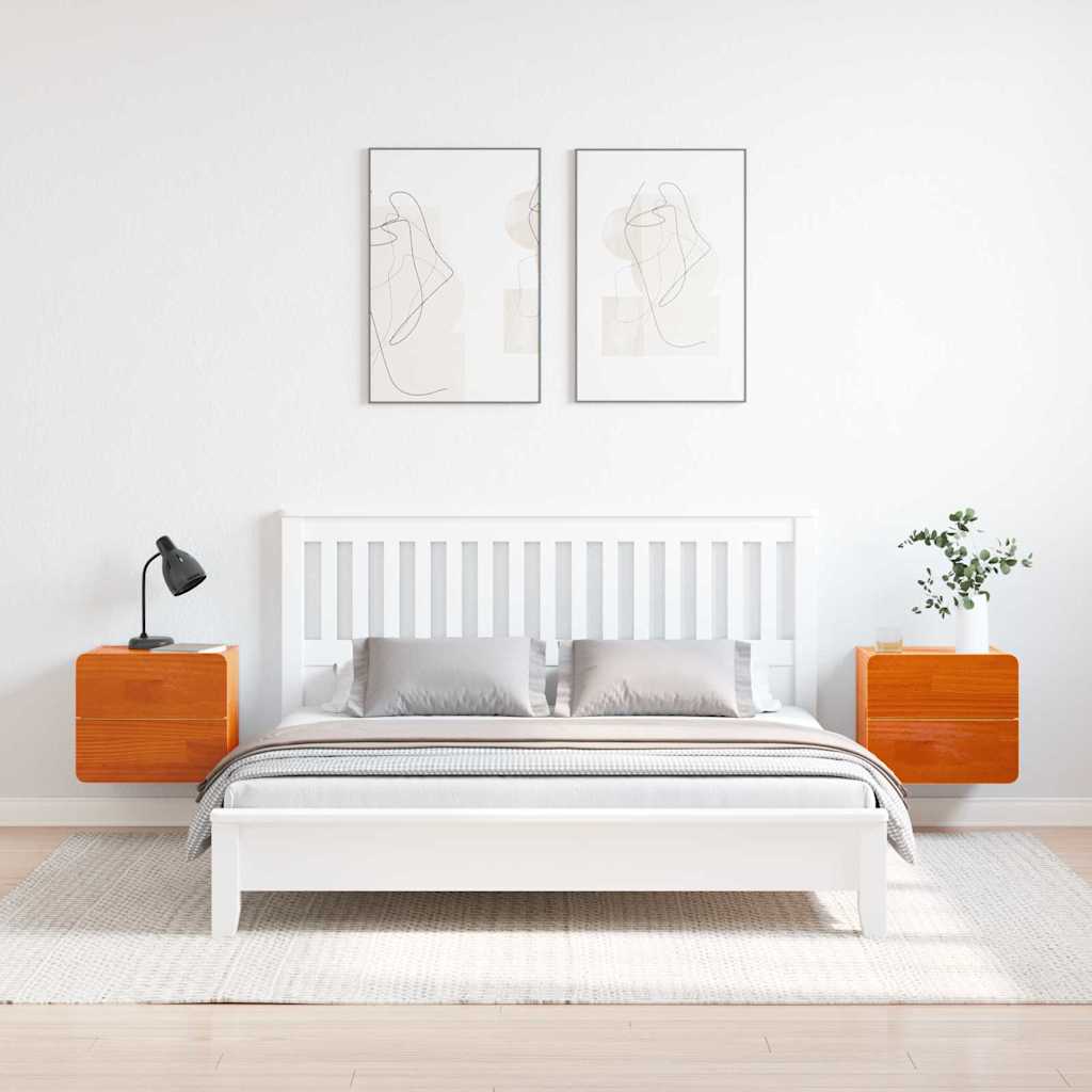 vidaXL Nachttisch 2 pcs Braun 39 x 34 x 33 cm Massivholz Kiefer