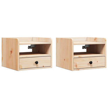 vidaXL Table de chevet 2 pcs Marron 38 x 36 x 29,5 cm Bois de pin massif