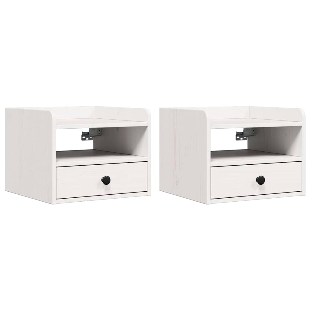 vidaXL Tables de chevet 2 pcs Blanc 38 x 36 x 29,5 cm Bois de pin massif