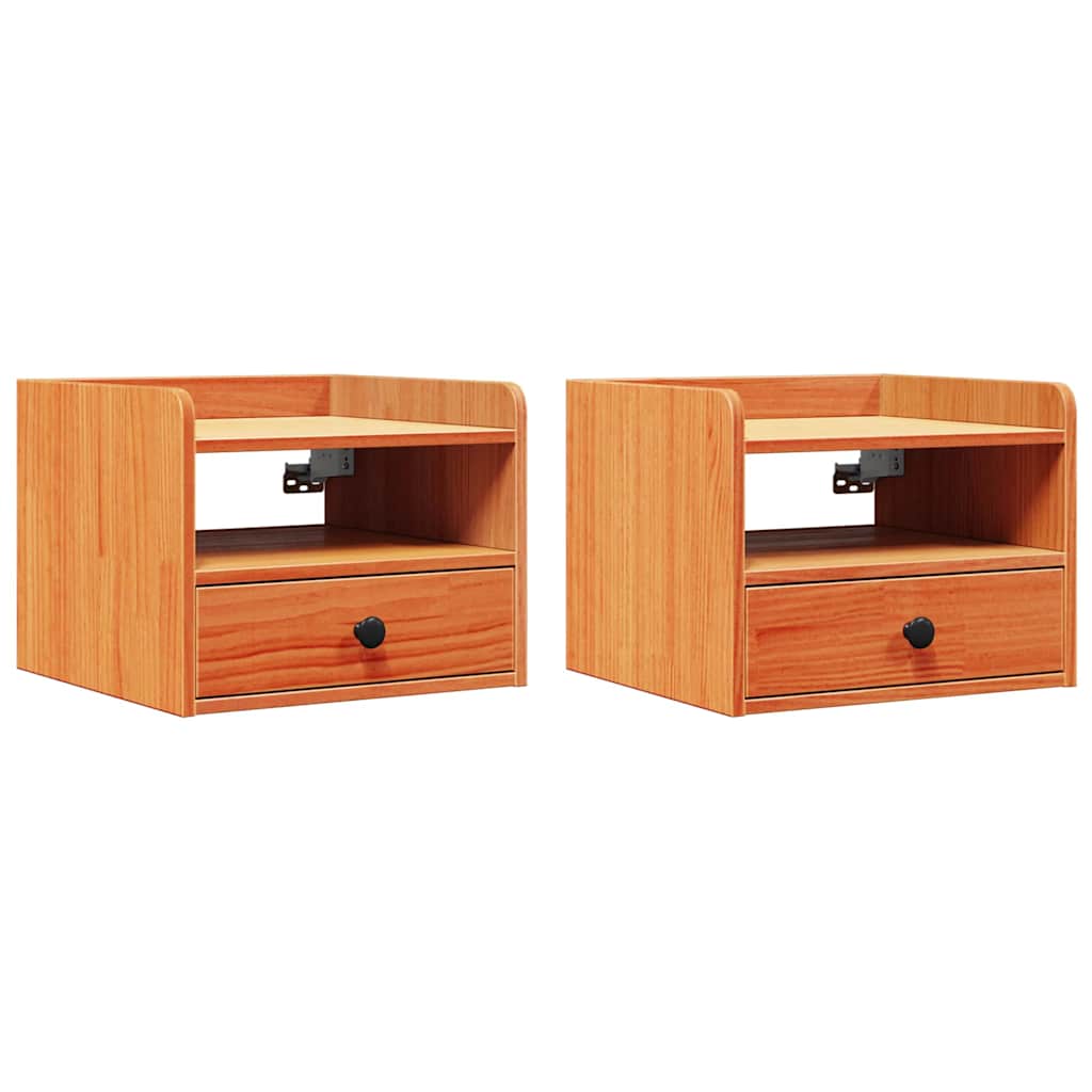 vidaXL Tables de chevet 2 pcs marron ciré 38 x 36 x 29,5 cm bois de pin massif