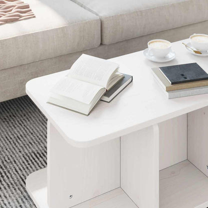 vidaXL Couchtisch Weiß 80 x 39,5 x 33,5 cm Massivholz Kiefer