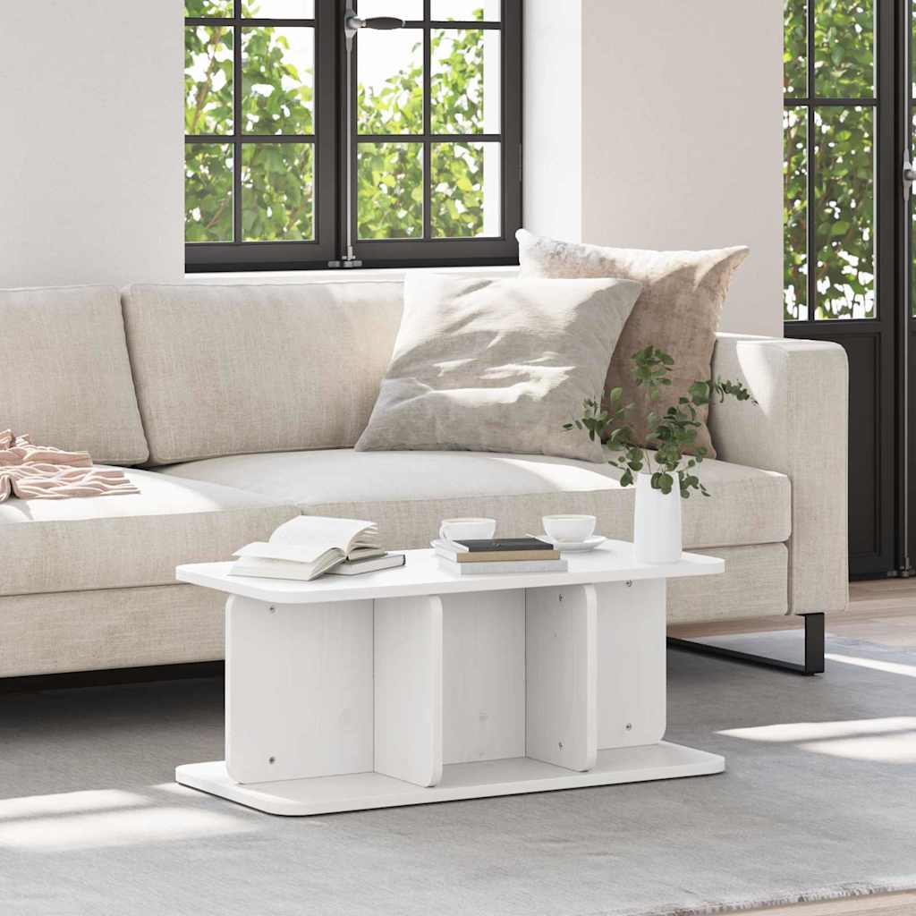 vidaXL Couchtisch Weiß 80 x 39,5 x 33,5 cm Massivholz Kiefer