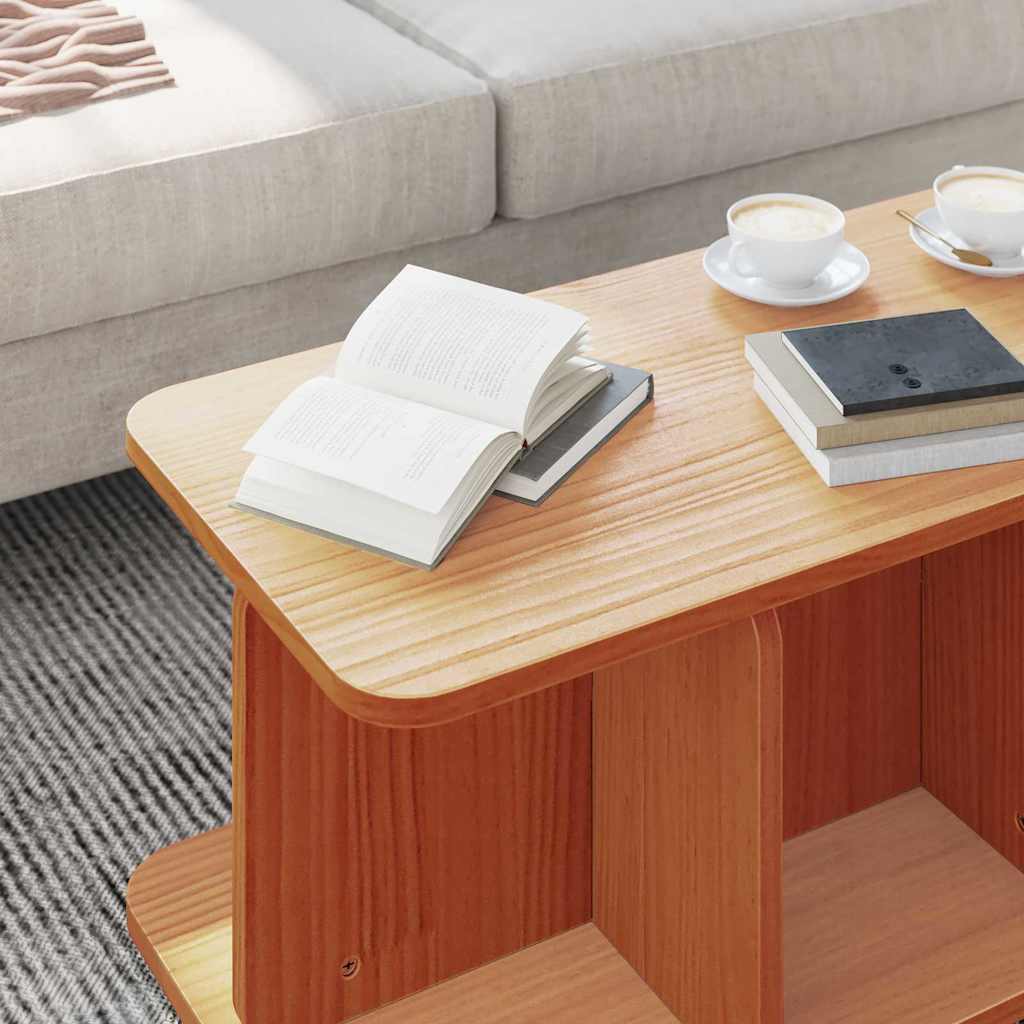 vidaXL Couchtisch Wachsbraun 80 x 39,5 x 33,5 cm Massivholz Kiefer