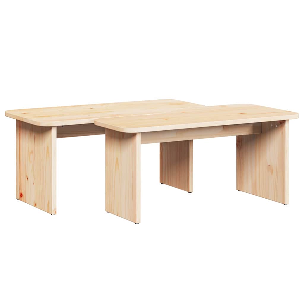 vidaXL Couchtisch 2 pcs Natur Massivholz Kiefer