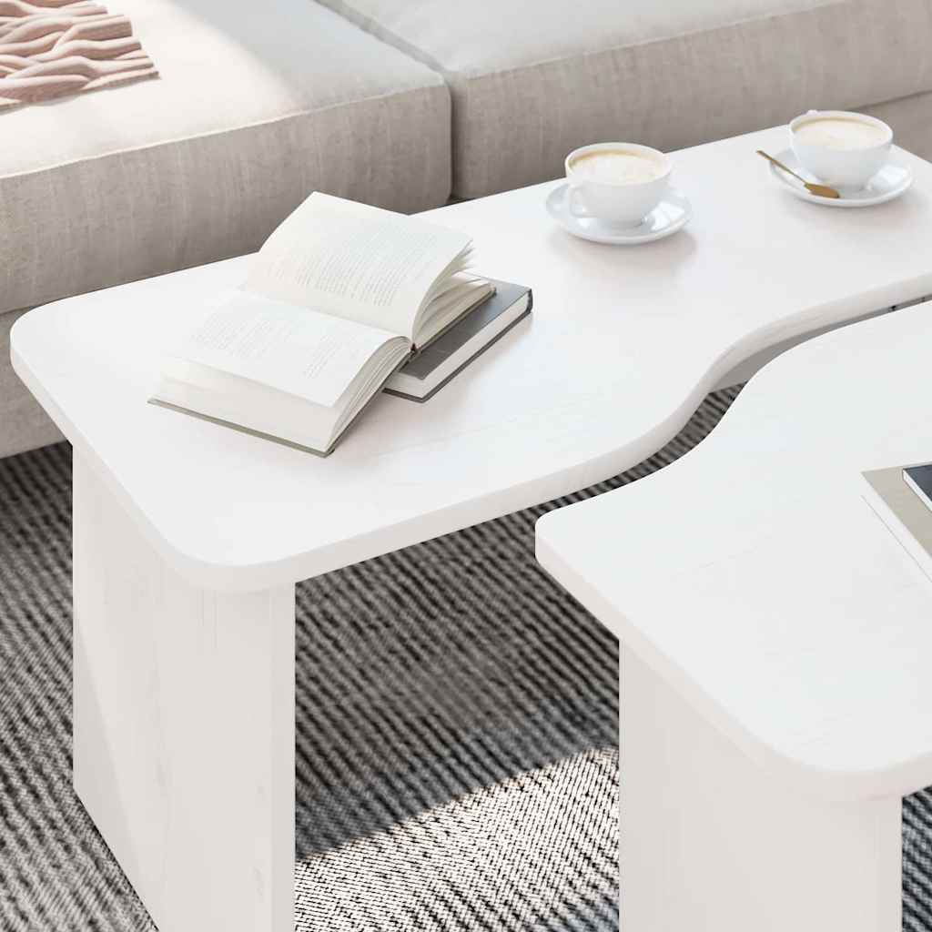 vidaXL Couchtisch 2 pcs Weiß Massivholz Kiefer