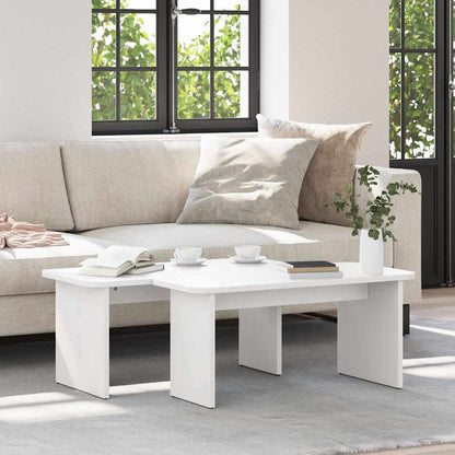 vidaXL Couchtisch 2 pcs Weiß Massivholz Kiefer
