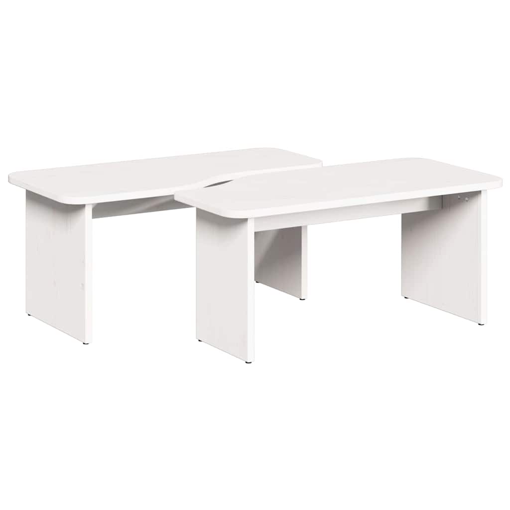 vidaXL Couchtisch 2 pcs Weiß Massivholz Kiefer