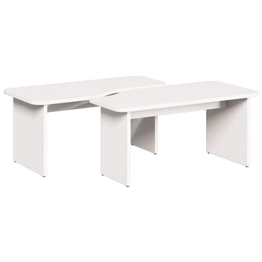vidaXL Couchtisch 2 pcs Weiß Massivholz Kiefer