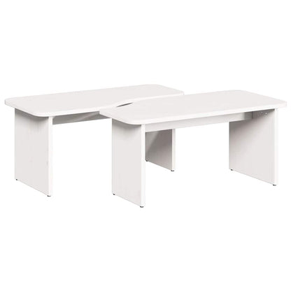 vidaXL Couchtisch 2 pcs Weiß Massivholz Kiefer