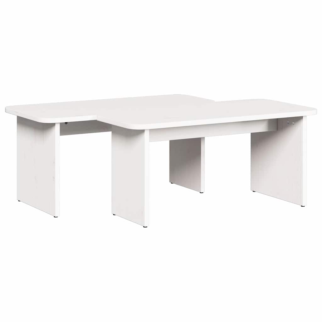 vidaXL Couchtisch 2 pcs Weiß Massivholz Kiefer