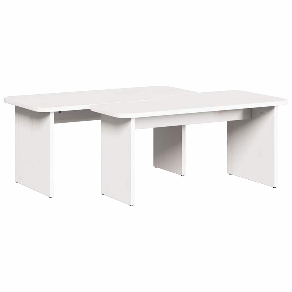 vidaXL Couchtisch 2 pcs Weiß Massivholz Kiefer