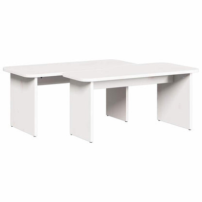 vidaXL Couchtisch 2 pcs Weiß Massivholz Kiefer