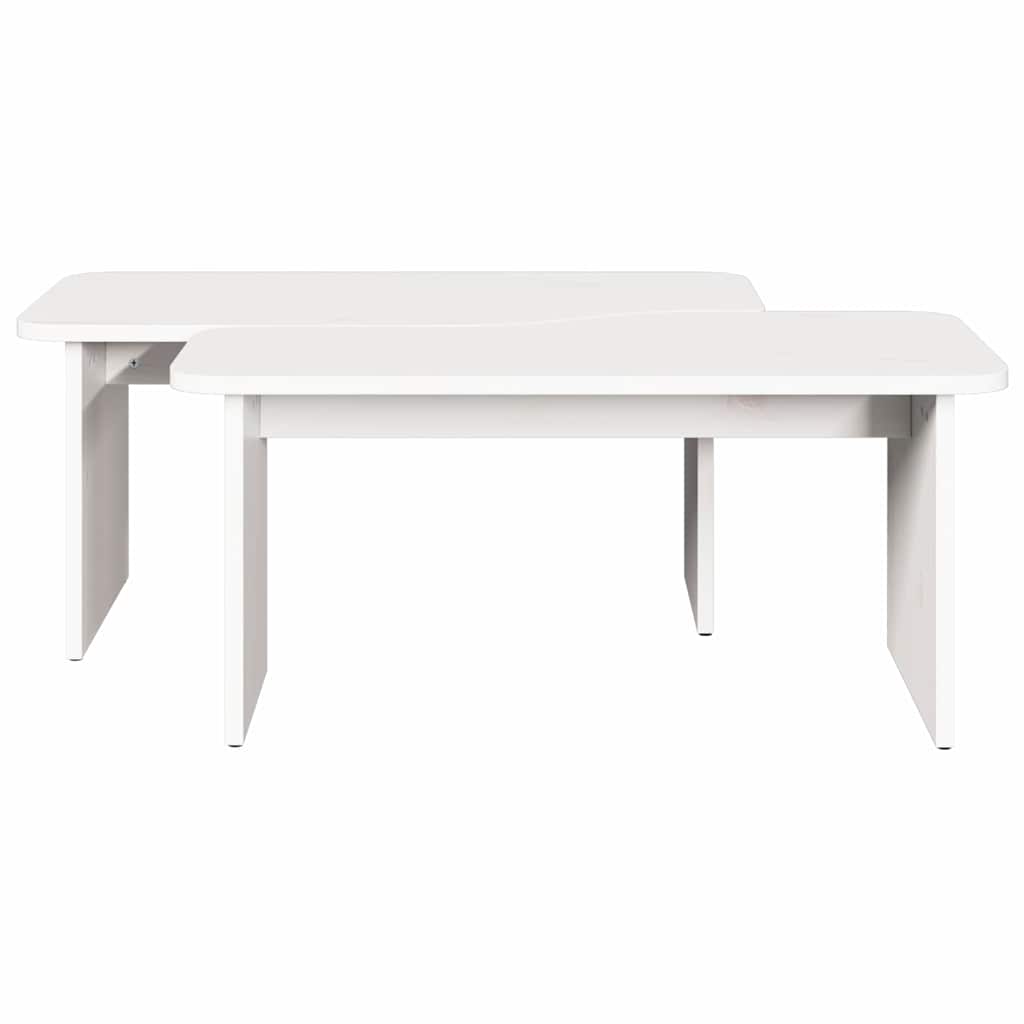 vidaXL Couchtisch 2 pcs Weiß Massivholz Kiefer