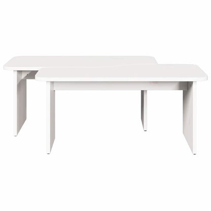 vidaXL Couchtisch 2 pcs Weiß Massivholz Kiefer