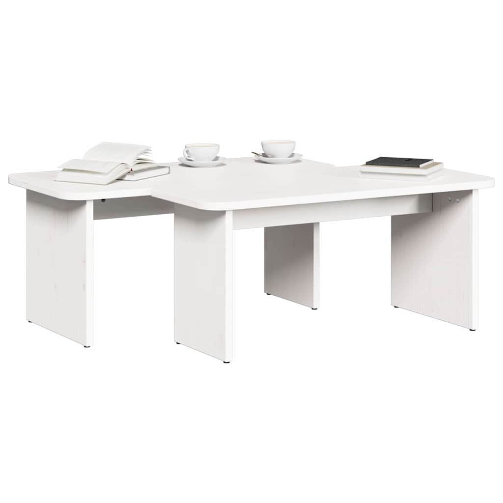 vidaXL Couchtisch 2 pcs Weiß Massivholz Kiefer
