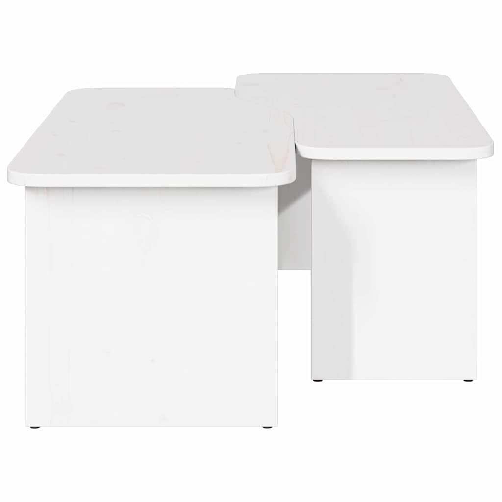 vidaXL Couchtisch 2 pcs Weiß Massivholz Kiefer