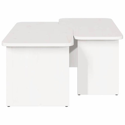 vidaXL Couchtisch 2 pcs Weiß Massivholz Kiefer