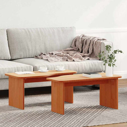vidaXL Couchtisch 2 pcs Wachsbraun Massivholz Kiefer