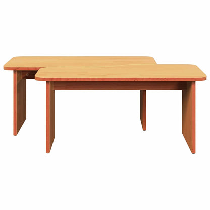 vidaXL Couchtisch 2 pcs Wachsbraun Massivholz Kiefer
