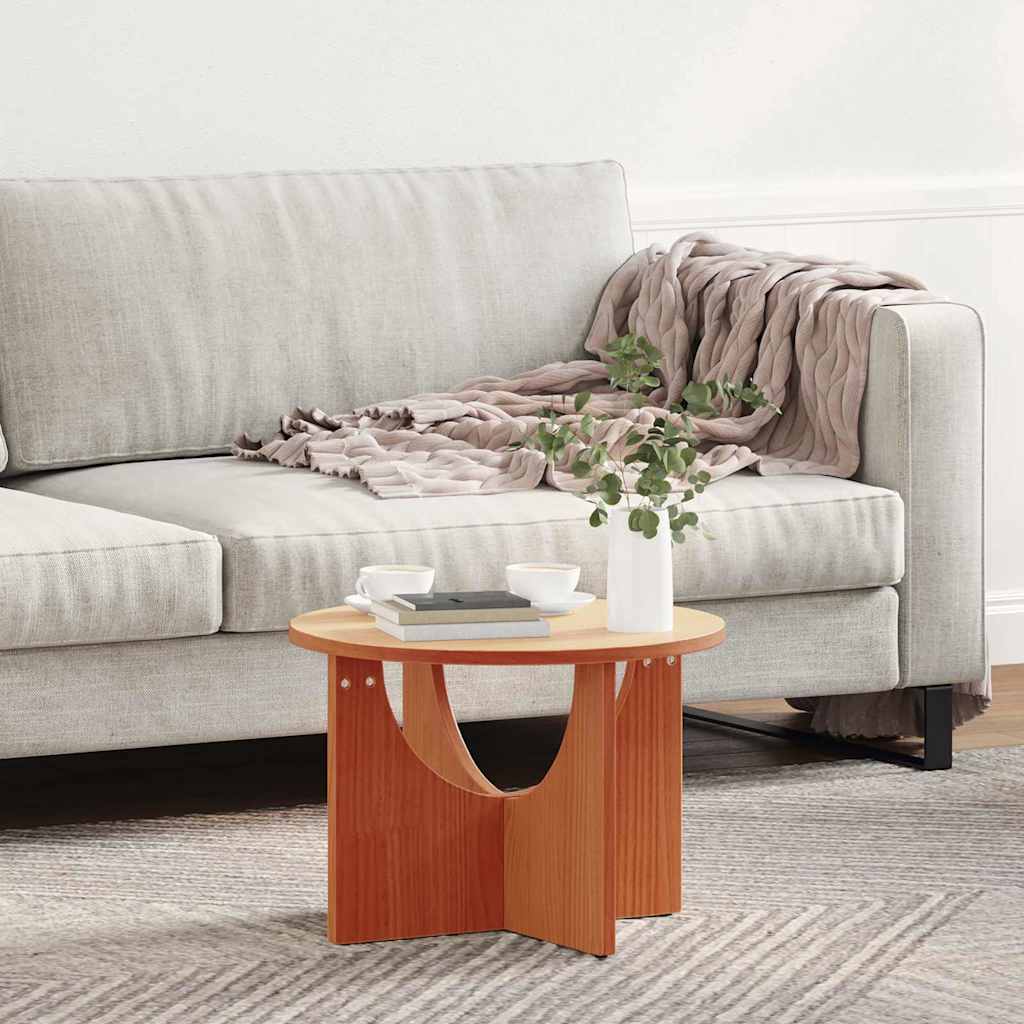 vidaXL Table basse marron ciré 50 x 50 x 35 cm Bois de pin massif