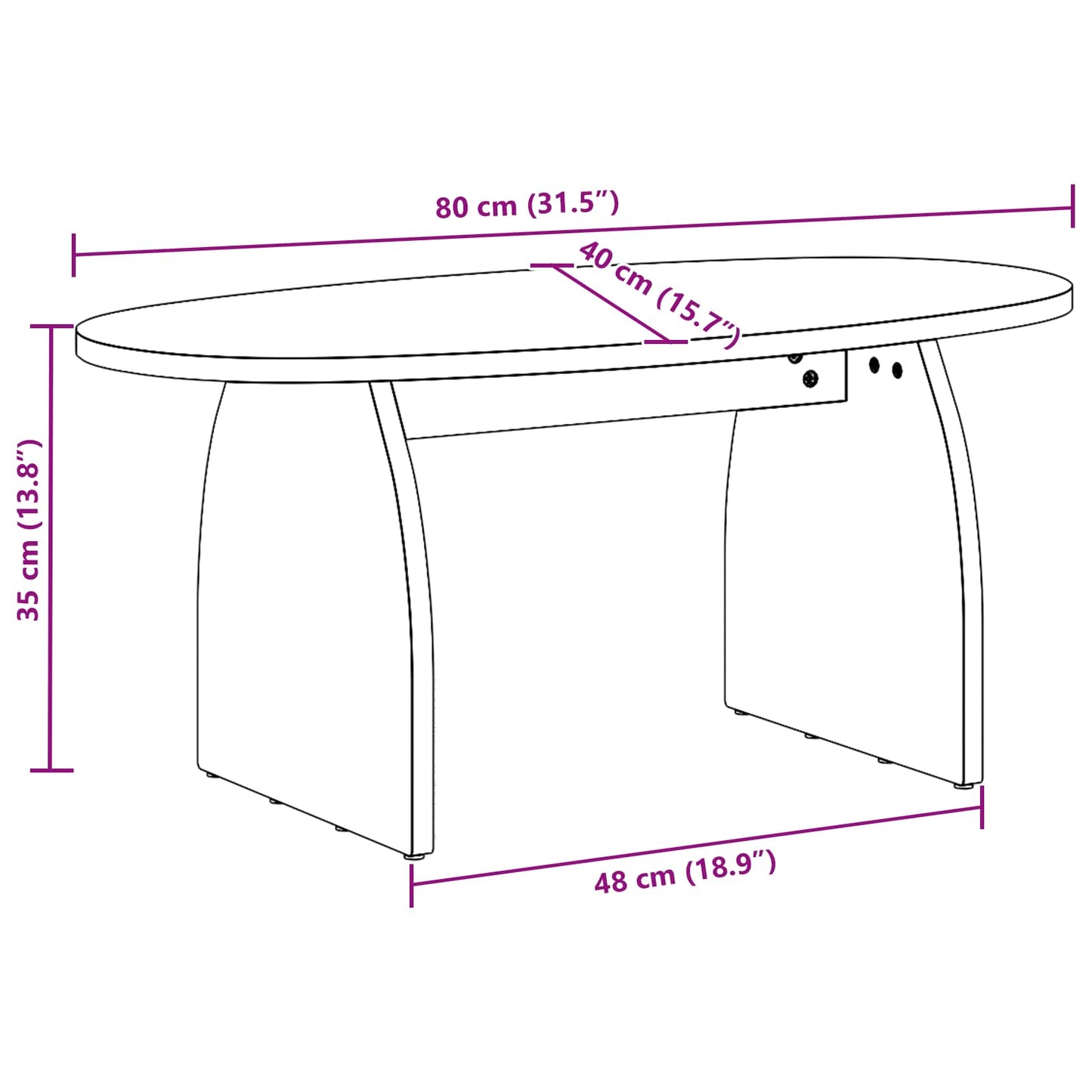 Couchtisch Braun 80 x 40 x 35 cm Massives Kiefernholz
