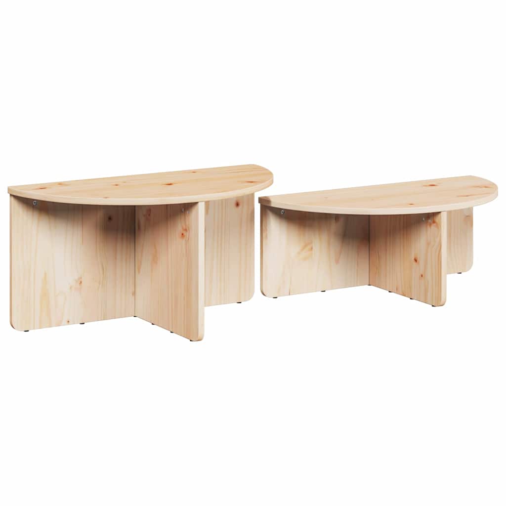 vidaXL Couchtisch 2 pcs Natur Massivholz Kiefer