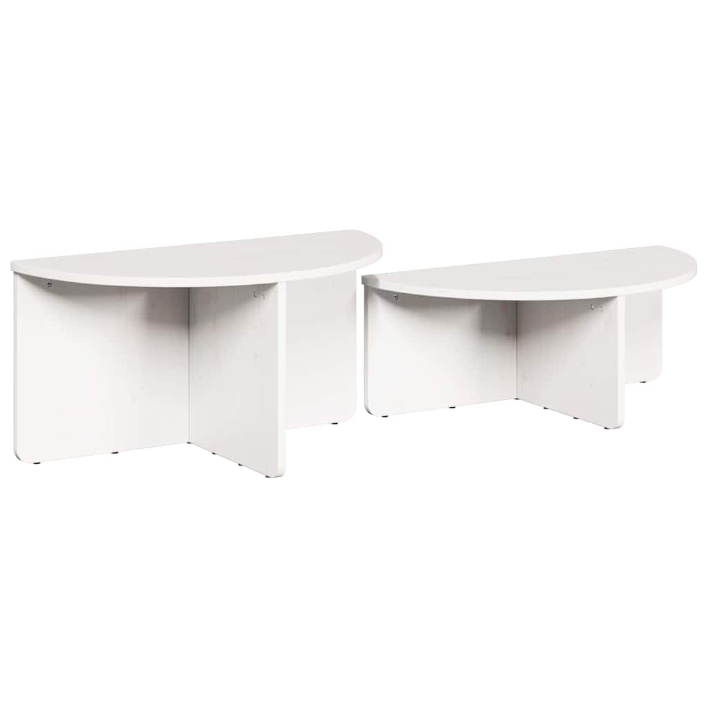 vidaXL Couchtisch 2 pcs Weiß Massivholz Kiefer