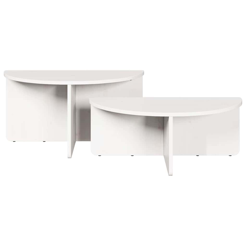 vidaXL Couchtisch 2 pcs Weiß Massivholz Kiefer