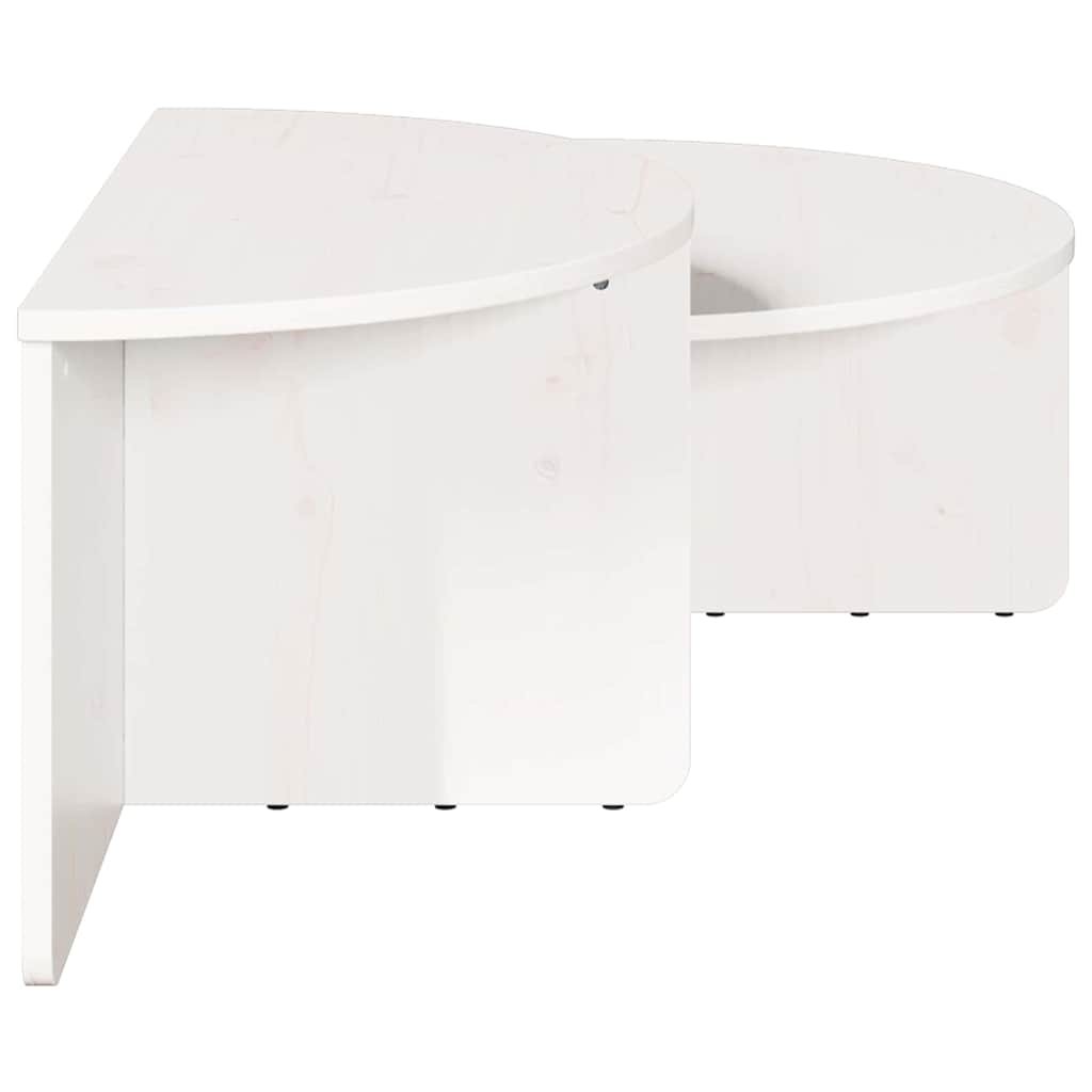 vidaXL Couchtisch 2 pcs Weiß Massivholz Kiefer