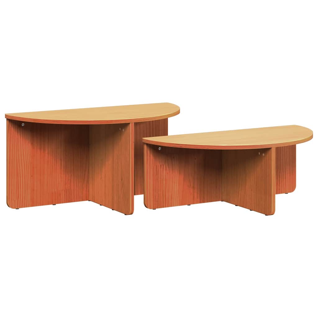 Couchtisch 2 pcs Wachsbraun Massivholz Kiefer