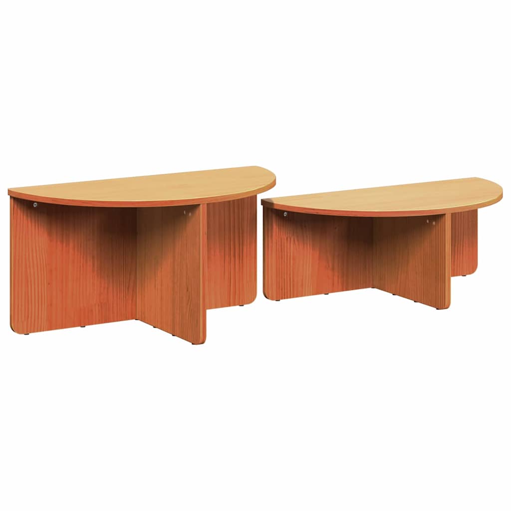 Couchtisch 2 pcs Wachsbraun Massivholz Kiefer