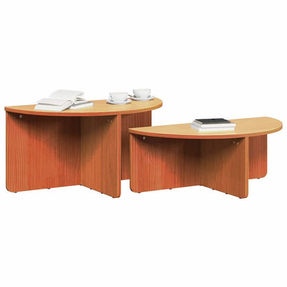 Couchtisch 2 pcs Wachsbraun Massivholz Kiefer