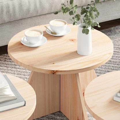 vidaXL Couchtisch 3 pcs Natur