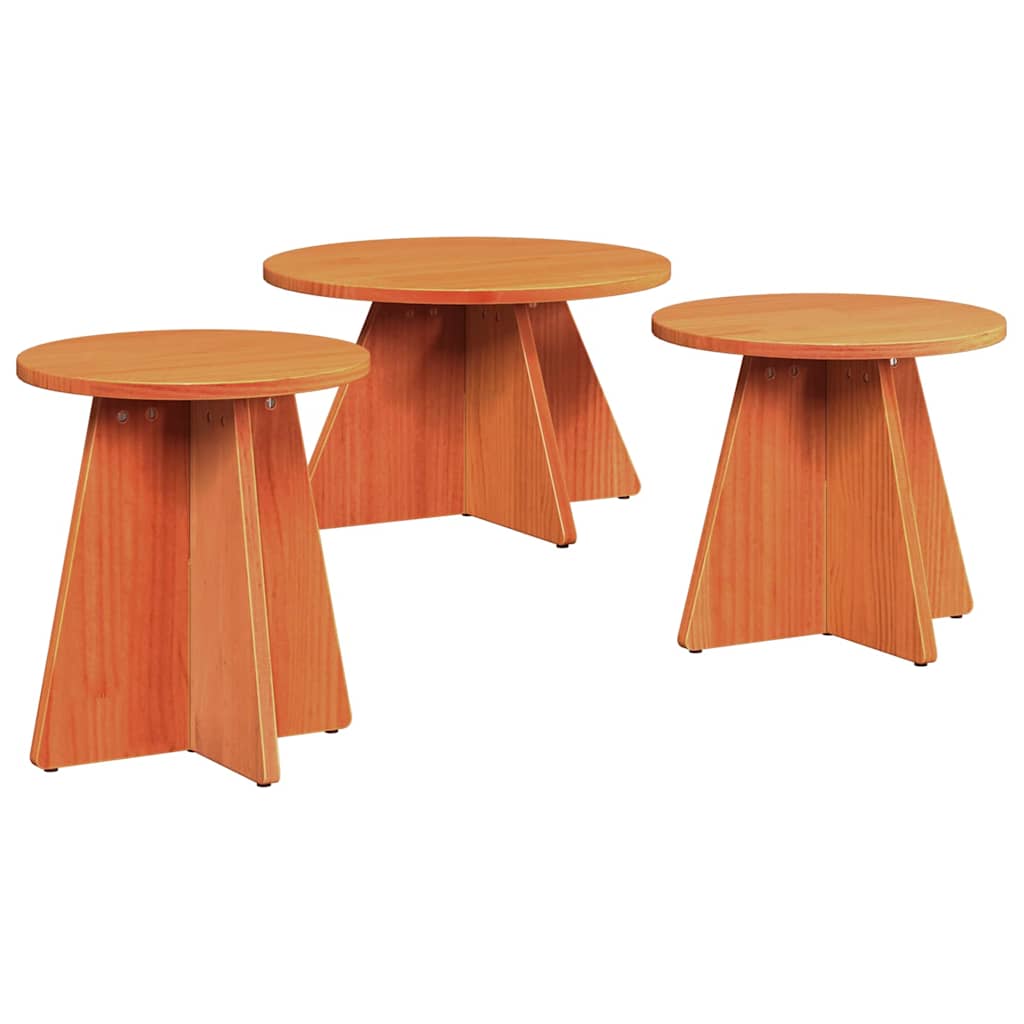 vidaXL Couchtisch 3 pcs Wachsbraun