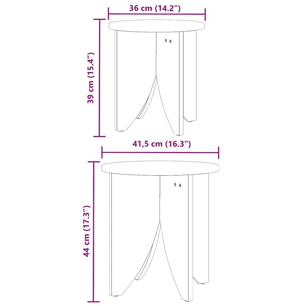 vidaXL Couchtisch 2 pcs Natur