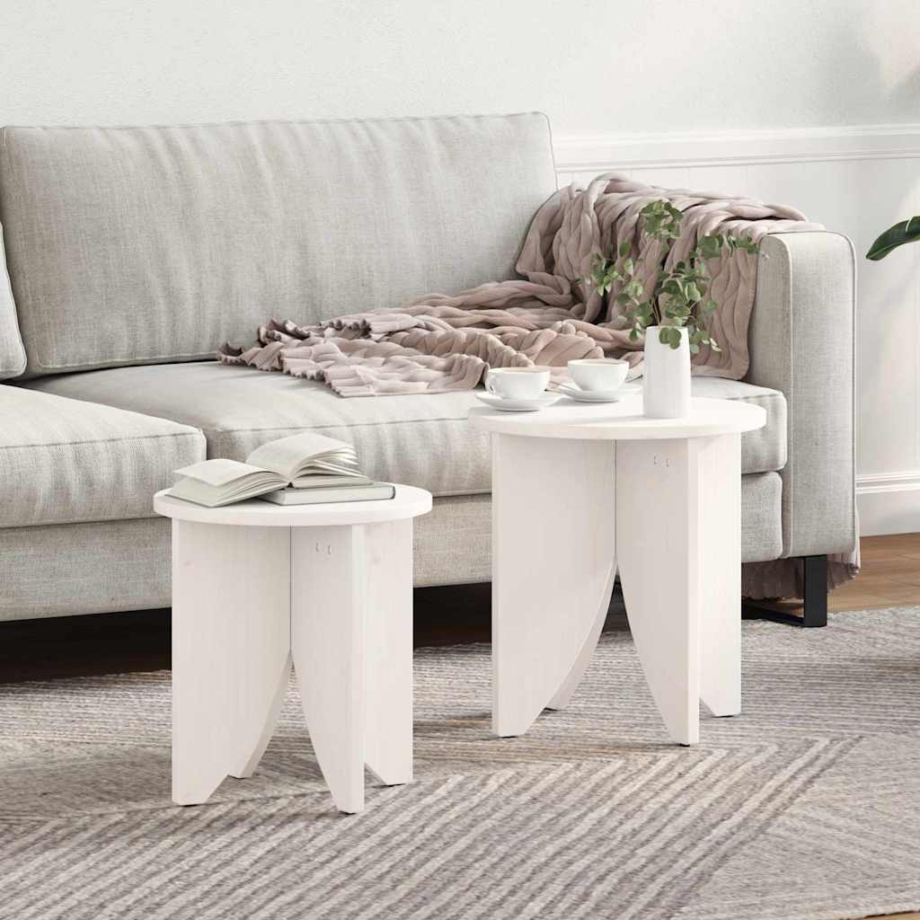 vidaXL Couchtisch 2 pcs Weiß