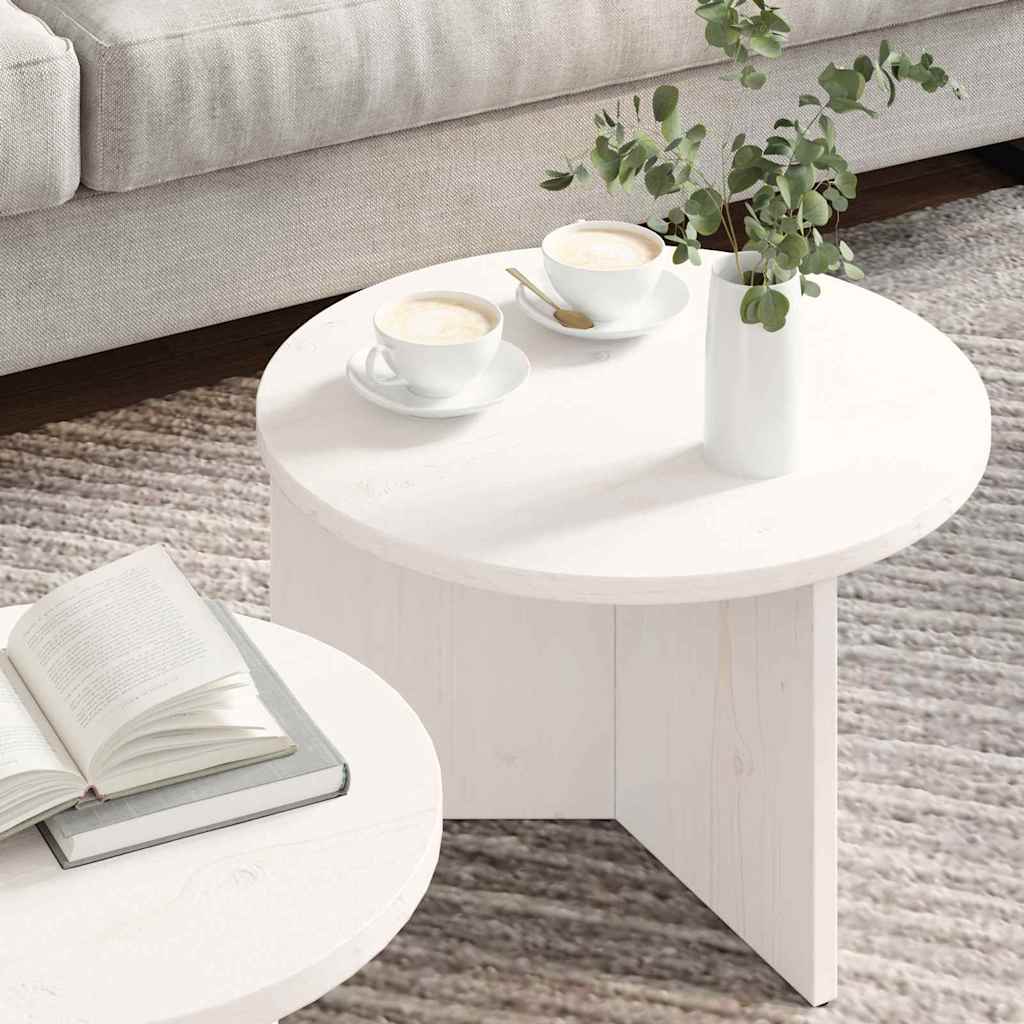 vidaXL Couchtisch 2 pcs Weiß Massivholz Kiefer