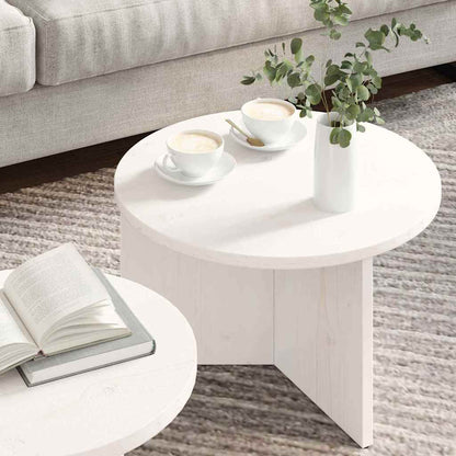 vidaXL Couchtisch 2 pcs Weiß Massivholz Kiefer