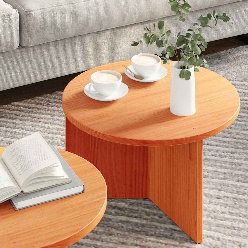 vidaXL Couchtisch 2 pcs Wachsbraun Massivholz Kiefer