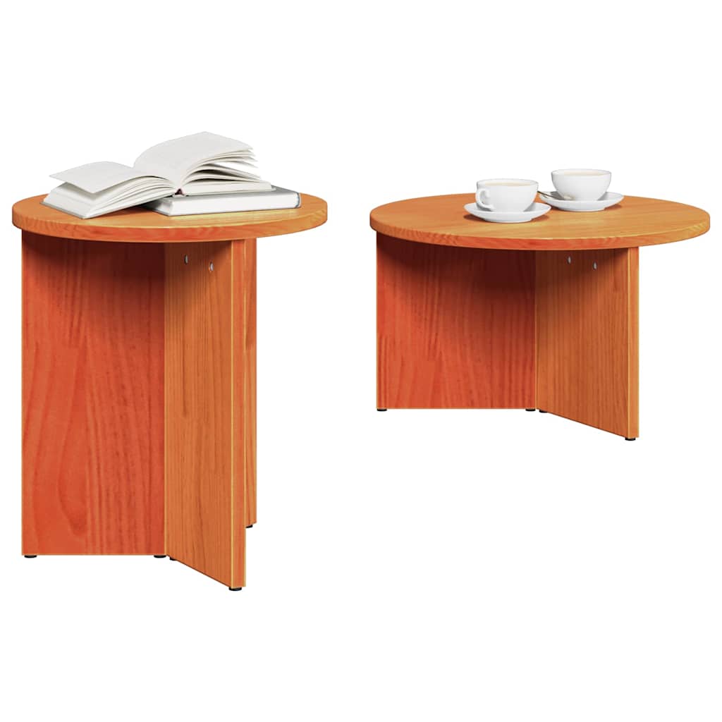 vidaXL Couchtisch 2 pcs Wachsbraun Massivholz Kiefer