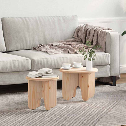 vidaXL Couchtisch 2 pcs Natur Massivholz Kiefer