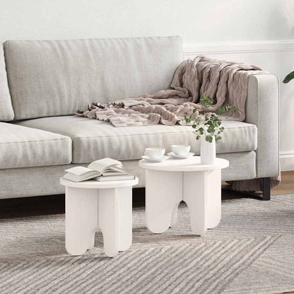 vidaXL Couchtisch 2 pcs Weiß Massivholz Kiefer