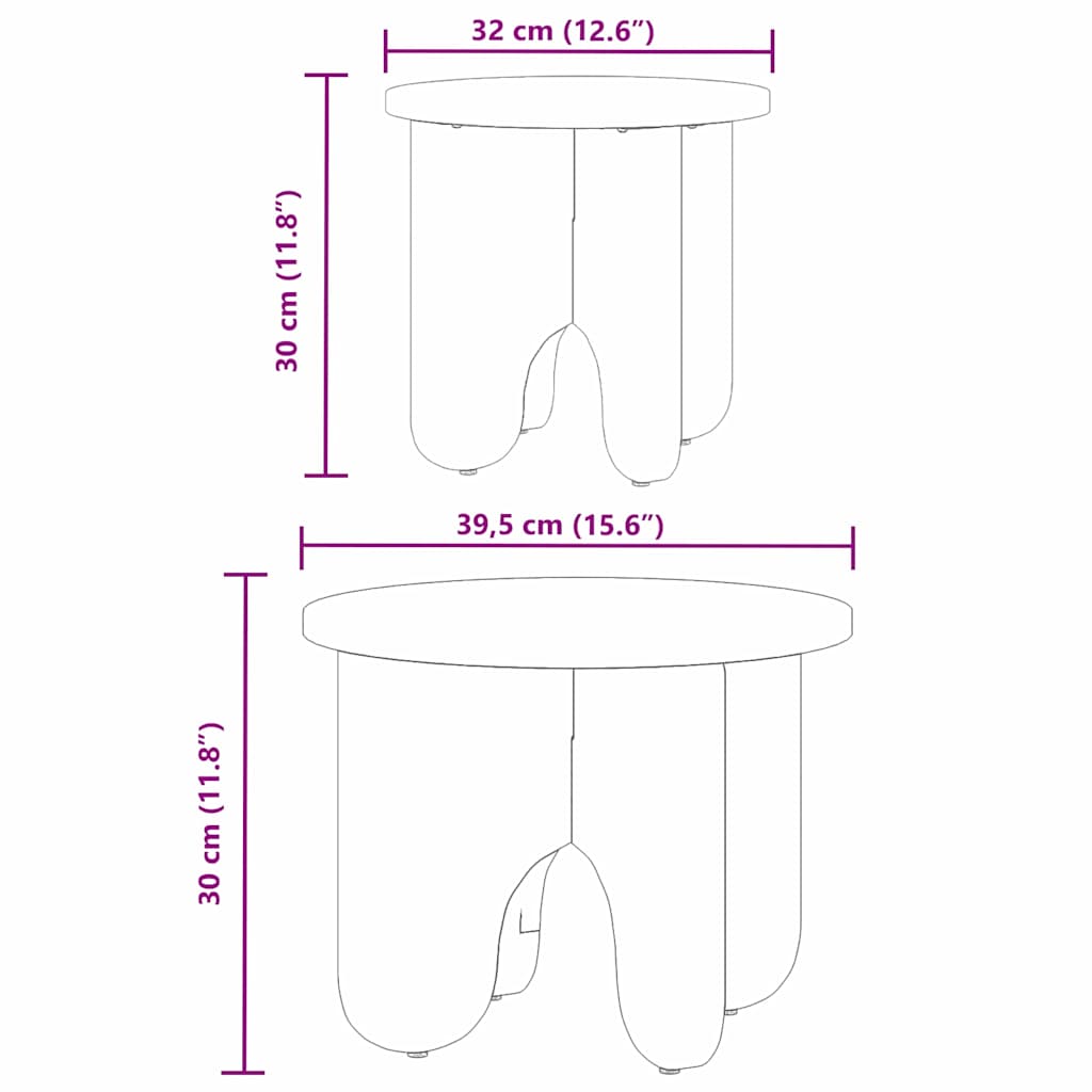 vidaXL Couchtisch 2 pcs Weiß Massivholz Kiefer