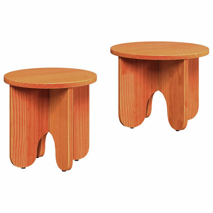 Couchtisch 2 pcs Wachsbraun Massivholz Kiefer