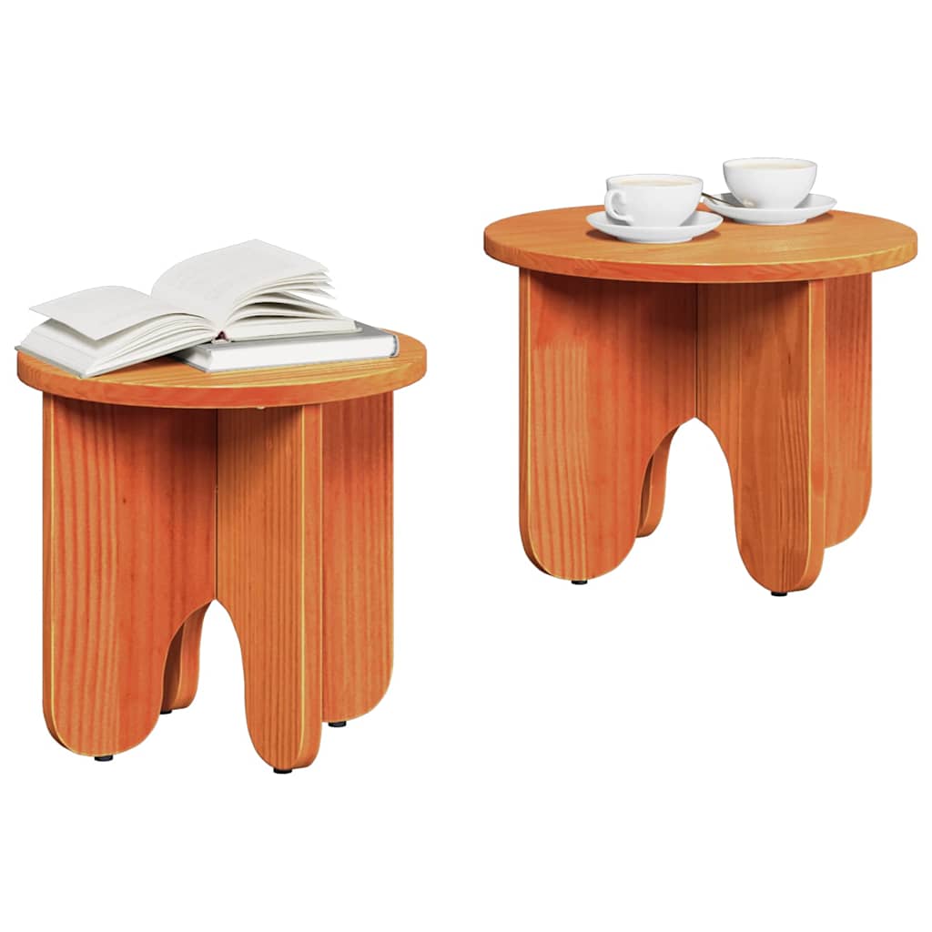 Couchtisch 2 pcs Wachsbraun Massivholz Kiefer