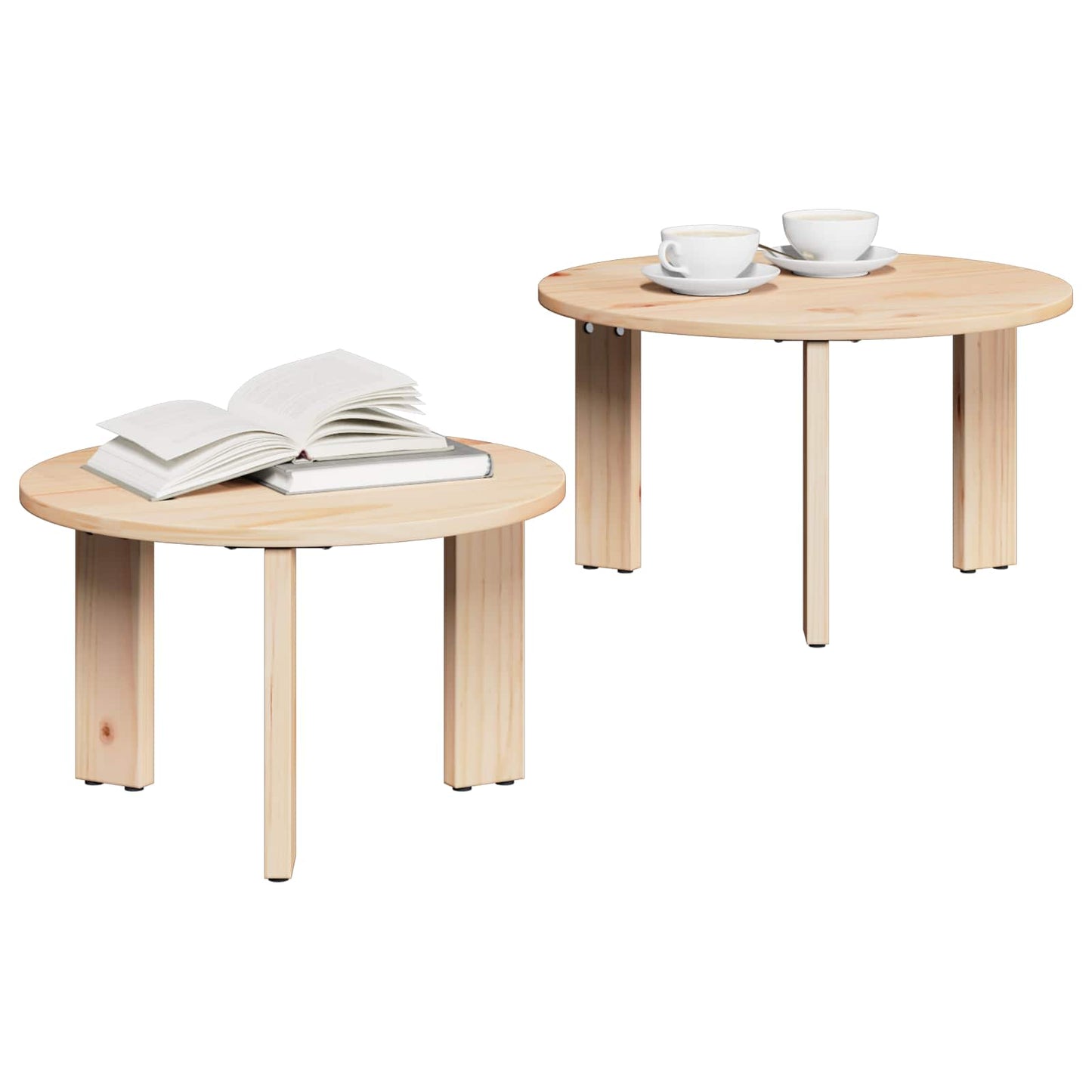 vidaXL Couchtisch 2 pcs Natur Massivholz Kiefer