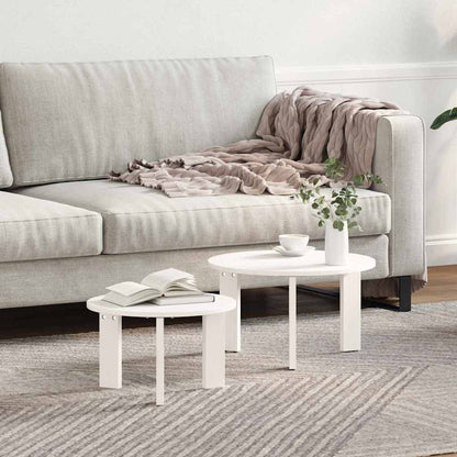 vidaXL Couchtisch 2 pcs Weiß Massivholz Kiefer
