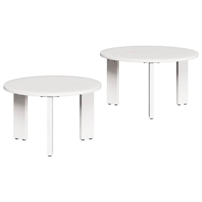 vidaXL Couchtisch 2 pcs Weiß Massivholz Kiefer